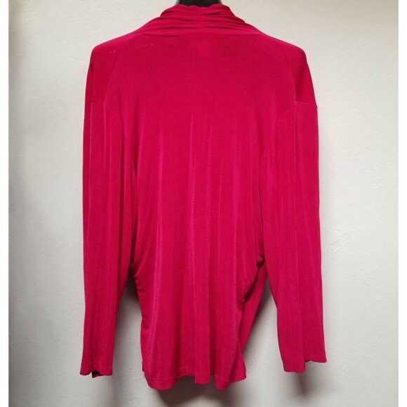 Phyllis Emelda Womens Top Blouse Surplice Neckline Wrap Long Sleeve Small Red - Picture 2 of 6